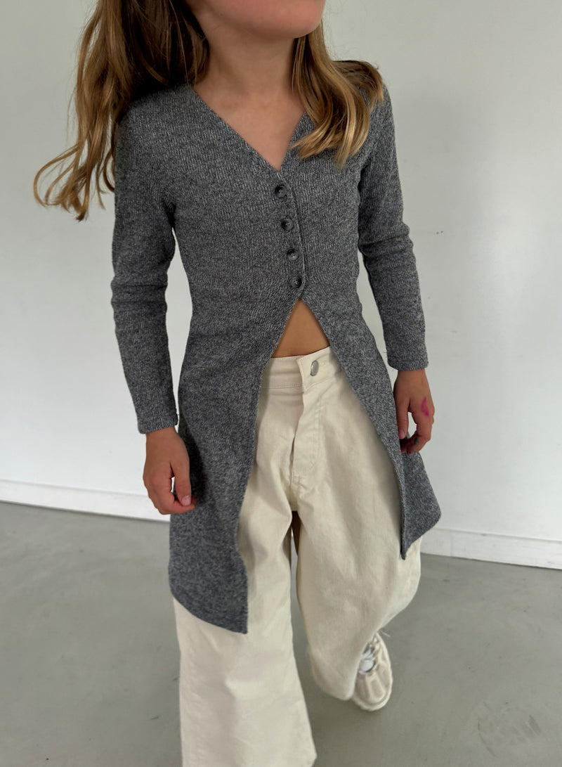 Cardigan long chic gris