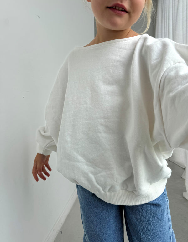 Sweat boatneck loose blanc