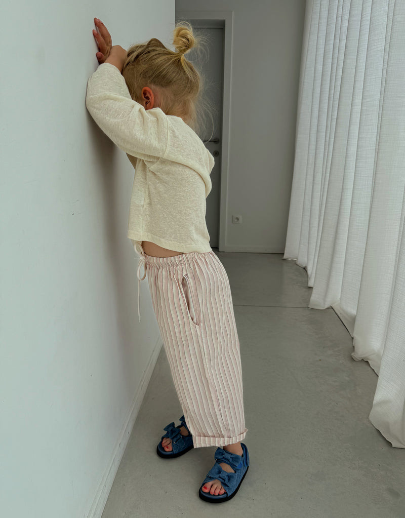 Pantalon wide stripes pink