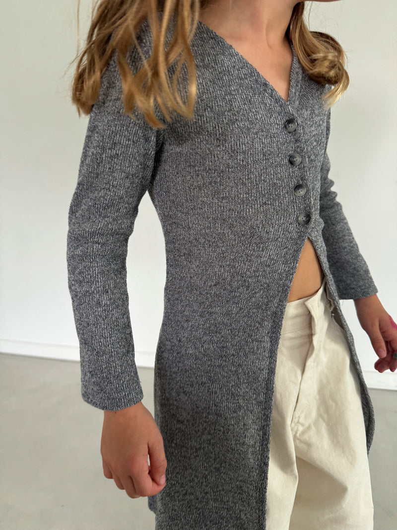 Cardigan long chic gris