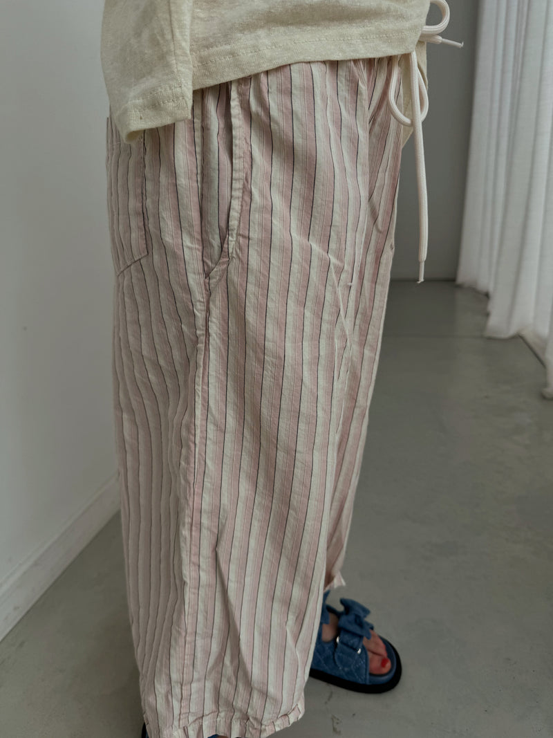 Pantalon wide stripes pink