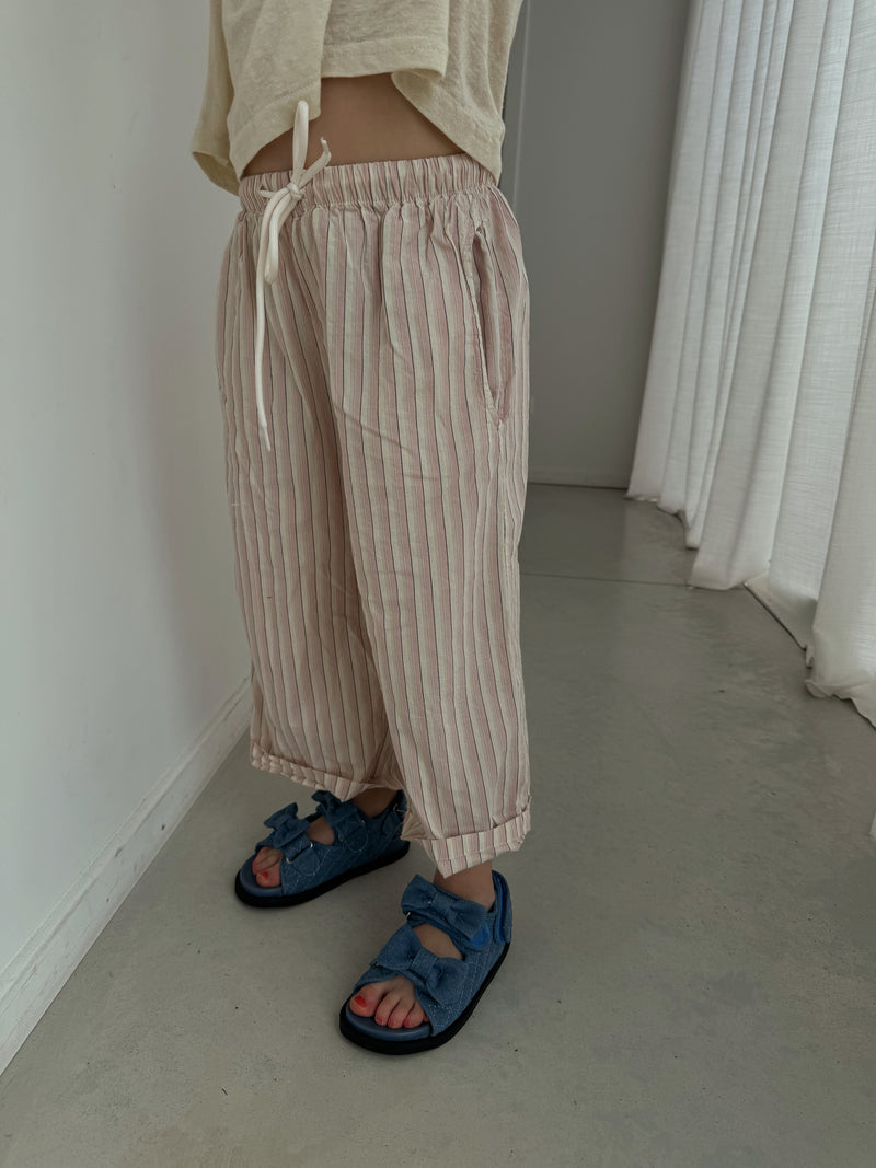 Pantalon wide stripes pink